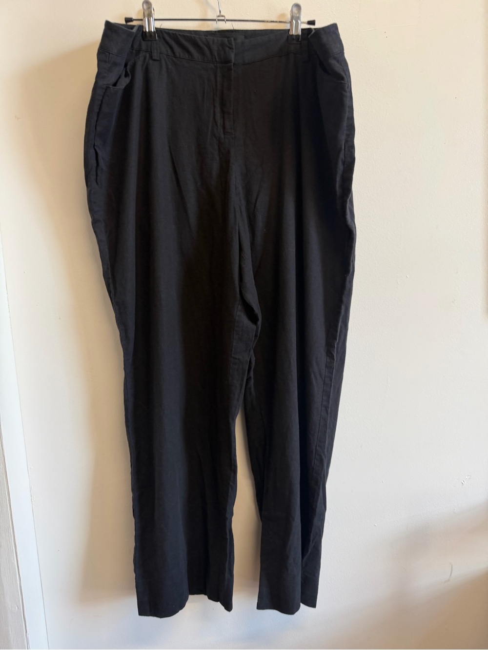 Lane Bryant Black Linen Blend Straight Leg Career Pants Size 18